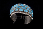 Navajo Bracelet, three rows of "Kingman" turquoise