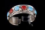Zuni Men's Bracelet, turquoise and coral
