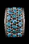 Navajo Men's Bracelet, three rows, "Kingman" turquoise