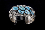 Navajo Men's Bracelet, six "Kingman" turquoise