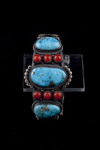 Navajo Men's Bracelet, turquoise and red coral