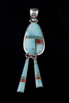 Navajo Pendant, turquoise labopal and coral