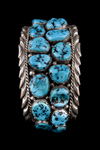 Navajo Men's Bracelet, two rows, "kingman" turquoise