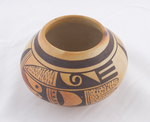 Fannie Nampeyo. (Hopi-Tewa). small jar. ca. 1950-70. 3" x 4 3/8" painted pottery