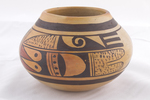 Fannie Nampeyo. (Hopi-Tewa). small jar. ca. 1950-70. 3" x 4 3/8" painted pottery
