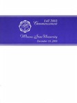 2003 Fall Commencement Program: Winona State University by Winona State University